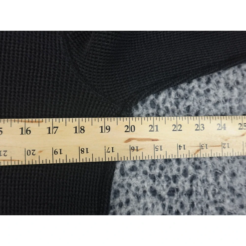 Lucky Brand Thermal Shirt Mens Medium Black Waffle Knit Long Sleeve